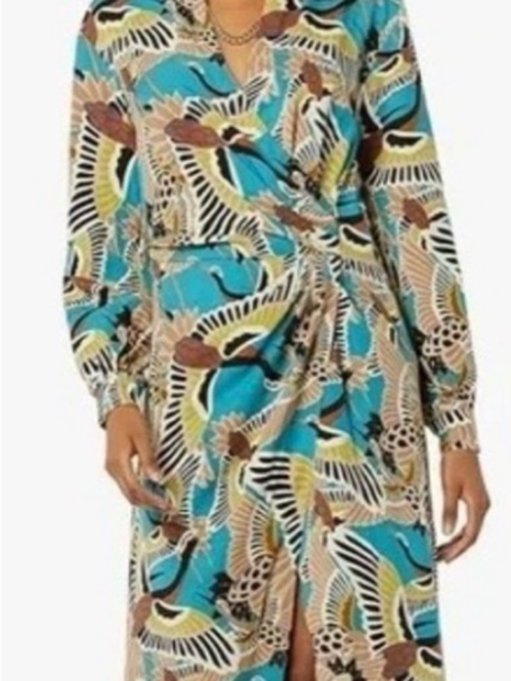 NWT TEREA Andrea Pitter Enamel Blue Crane Print Maxi Dress M